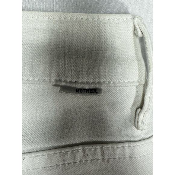 Mother Women's Distressed Insider Crop Step Fray White Denim Jeans - 26 (27x26) - Picture 4 of 9